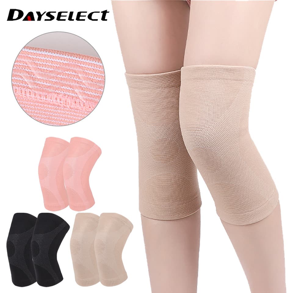 DAYSELECT 1 Par Esportivo Fino Respirável Silicone Antiderrapante Elástico Pressurizado Em Forma De X Joelheiras