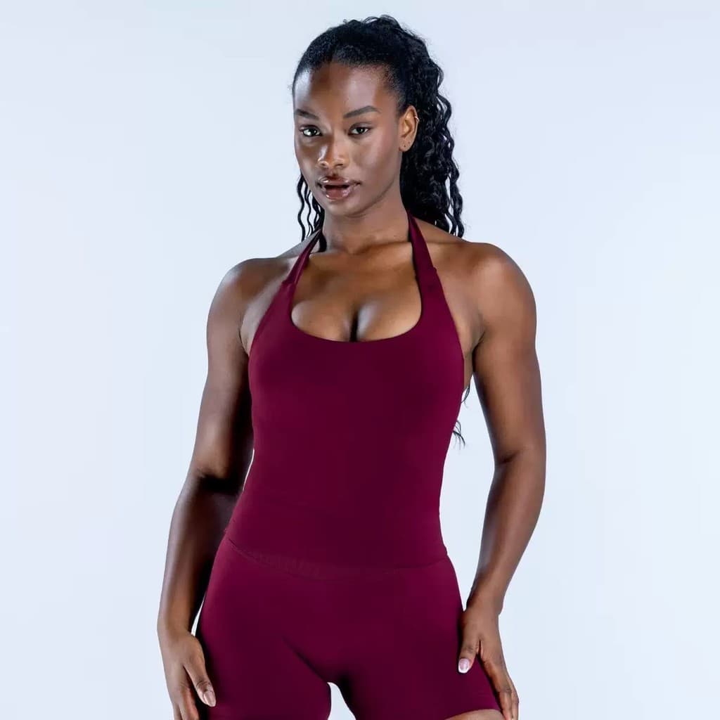 DF Novo Estilo Cor Sólida Halter Colete Esportivo Sem Costura Yoga Halter Camisole Pequeno Top