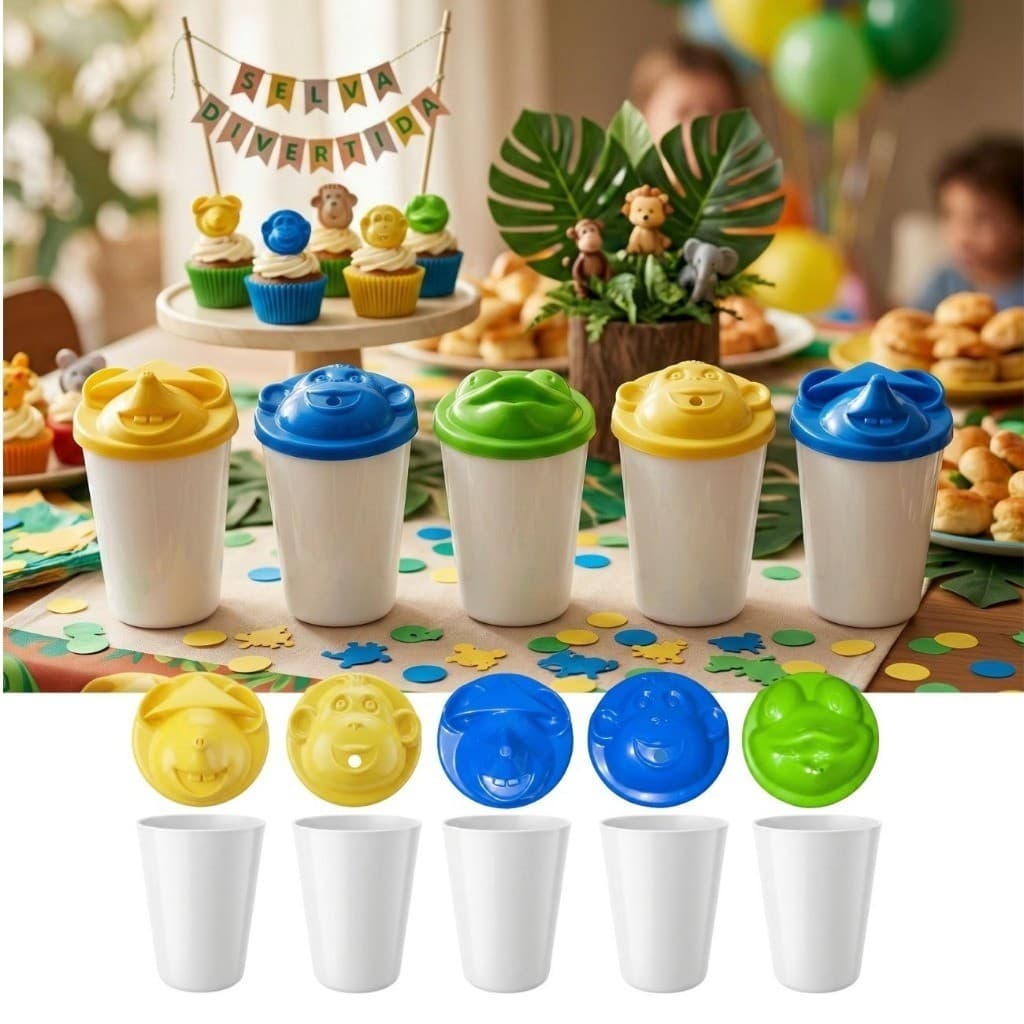 Copo Infantil Personagem Animal Tampa Segura Livre Bpa 250ml
