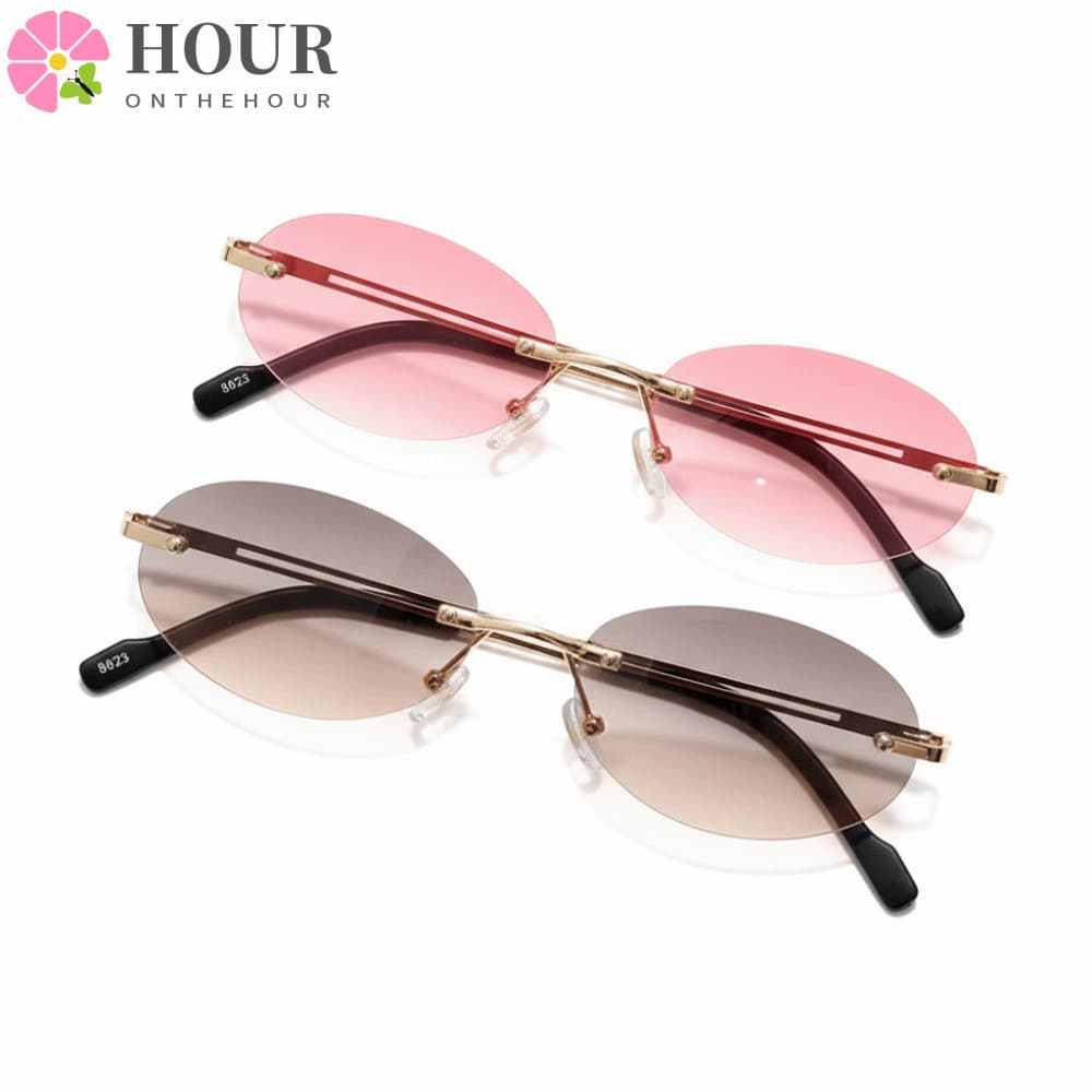 Óculos De Sol Ovais HOUR , Com Lente Gradiente De Proteção UV400 , Tons De Design Sem Aro Para Mulheres E Homens