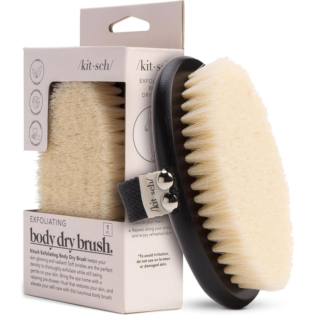 Escova Corporal Kitsch para Drenagem Linfática - Escova de Banho com Cerdas Macias - Escova a Seco para Remover Pele Sec