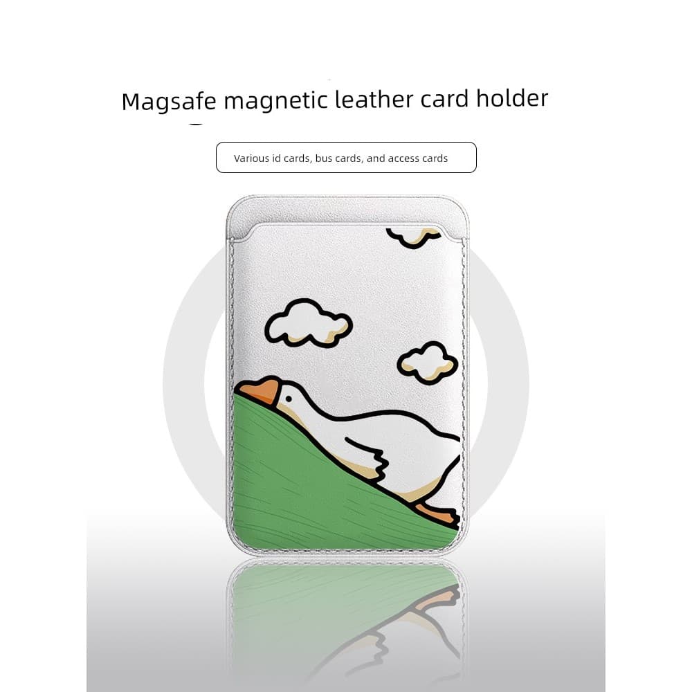 carteira magsafe [Porta-cartões magnético Magsafe] Pato preguiçoso adequado para iphone17pro Couro Cartoon 13 Apple 14pr