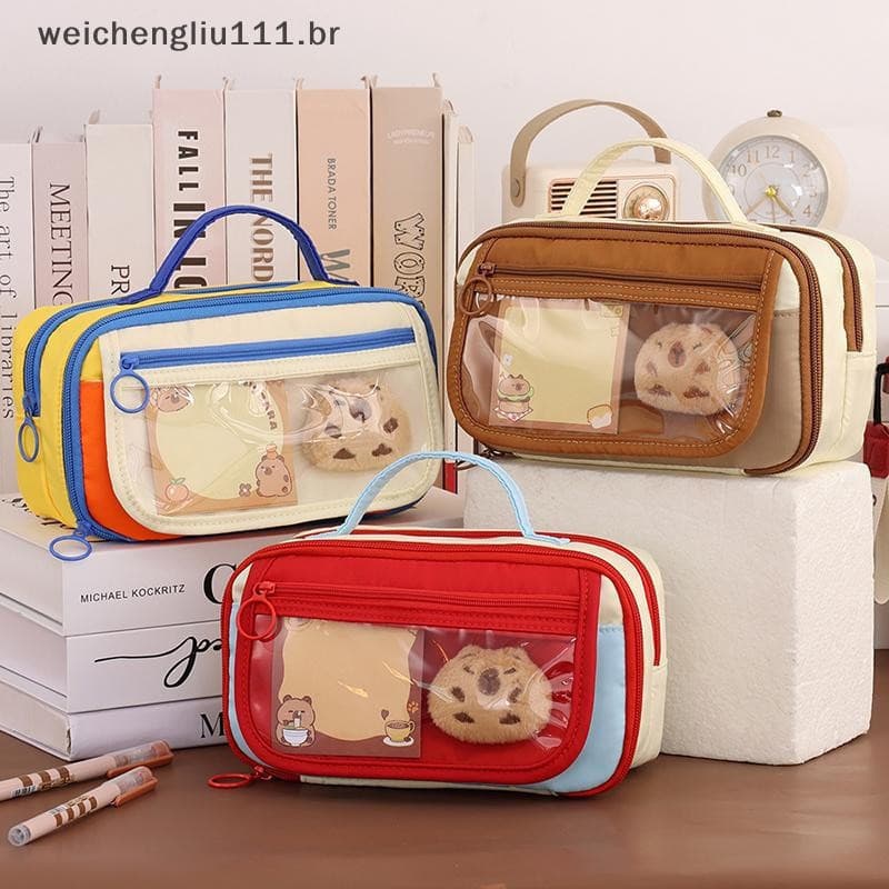 # weicheng Bolsa De Maquiagem Multifuncional Para Mulheres , Grande Capacidade , Portátil , Zíper , Pincel Viagem , Arma