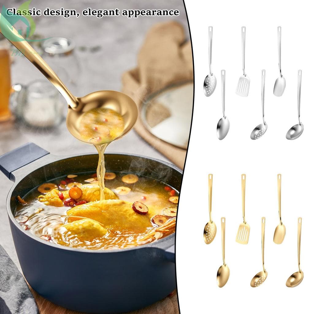 Conjunto De Utensílios De Cozinha Com Furo Para Pendurar , Colher E Espátula De Aço Inoxidável , Essencial Casa SHOPQJC2