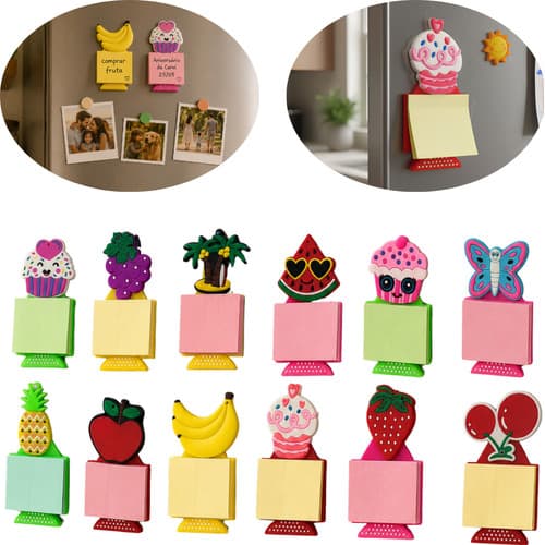 Ímãs De Geladeira Com Bloco De Anotações 40 Folhas Cada Diversos Modelos Coloridos Para Lembretes