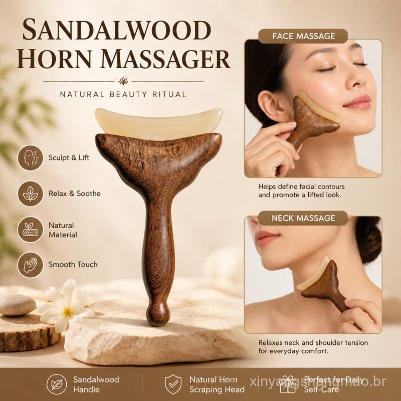Massageador de Placa de Sândalo, Placa de Madeira para Gua Sha, Ferramenta de Massagem de Meridianos para Relaxamento do