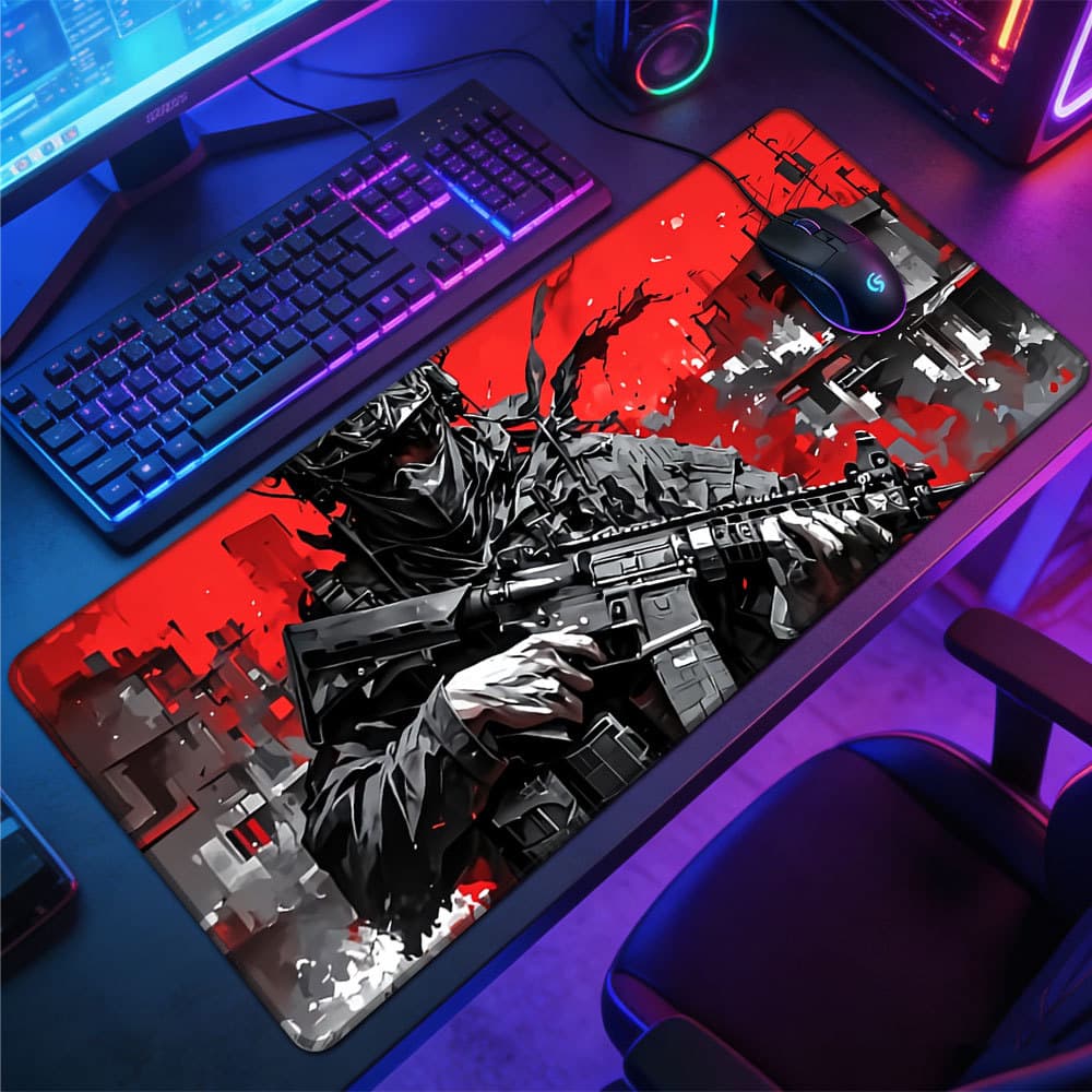 Mouse Pad Soldado Militar Antiderrapante Resistente Ao Desgaste Para Gamer Escritório Notebook PC  30*80CM