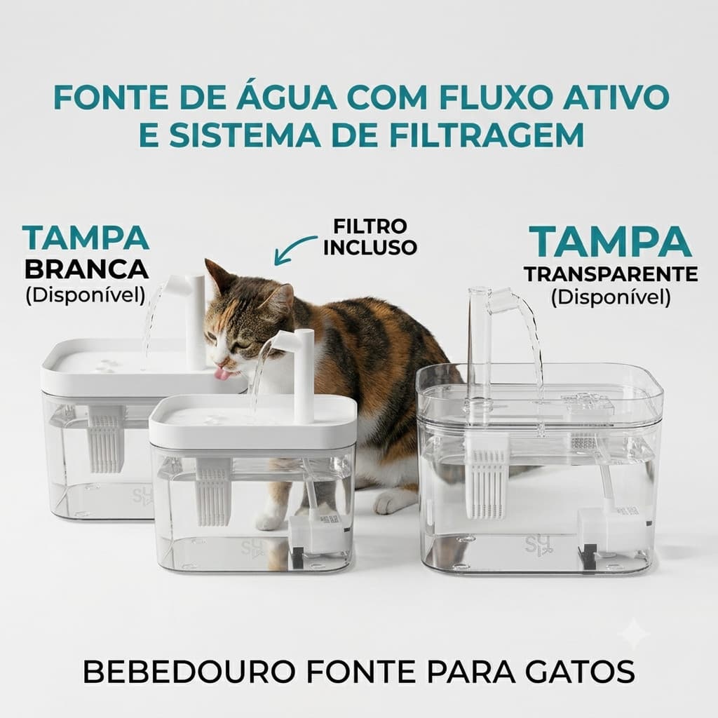 Bebedouro Fonte de Agua para Gatos e Cães Pequenos 1,5L Automático Silenciosa com Filtro Bomba USB