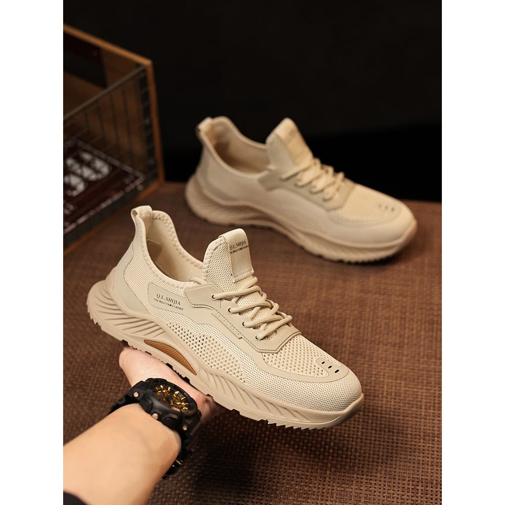 Sapatos masculinos primavera 2026 novo estilo malha respirável leve esportes masculinos sapatos casuais sola macia resis