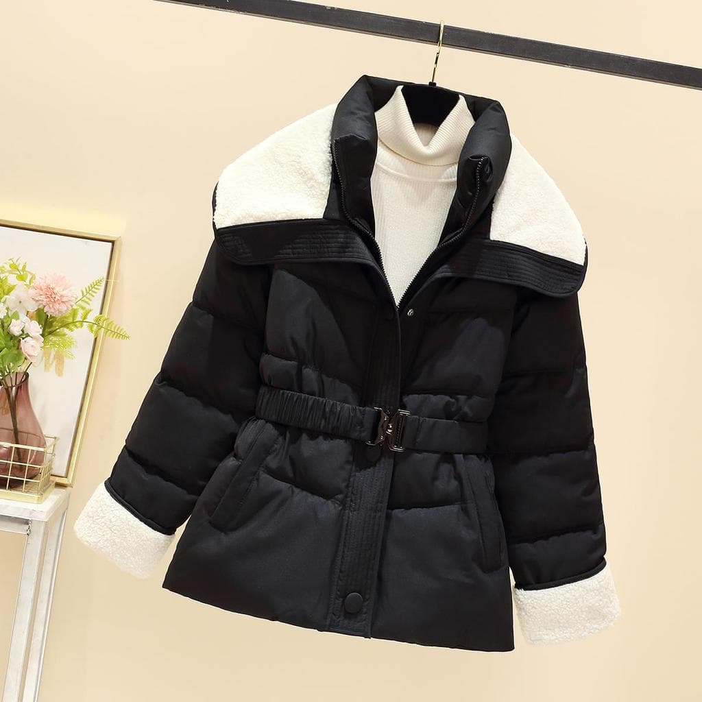 Jaqueta acolchoada preta feminina 2025 novo estilo inverno jaqueta térmica espessada Super bonita jaqueta acolchoada ele
