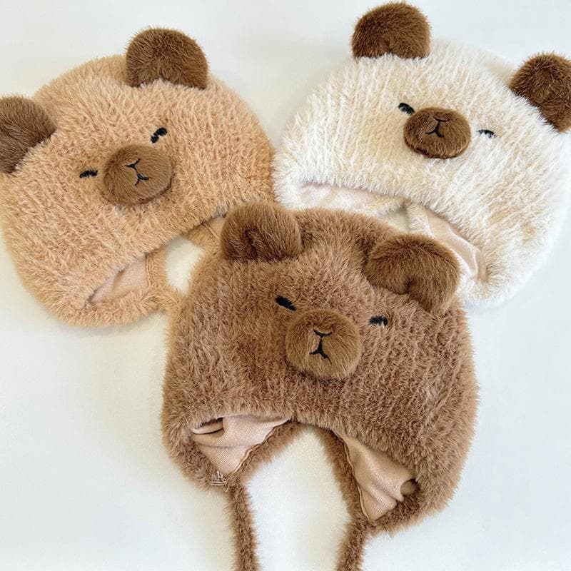 Bonito Gorro Decorativo de Urso em Tricô para o Inverno, Quente e Impermeável para Crianças, Meninos e Meninas