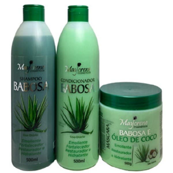 kit Capilar Babosa 500ml Maycrene - Shampoo + Condicionador + Máscara Capilar