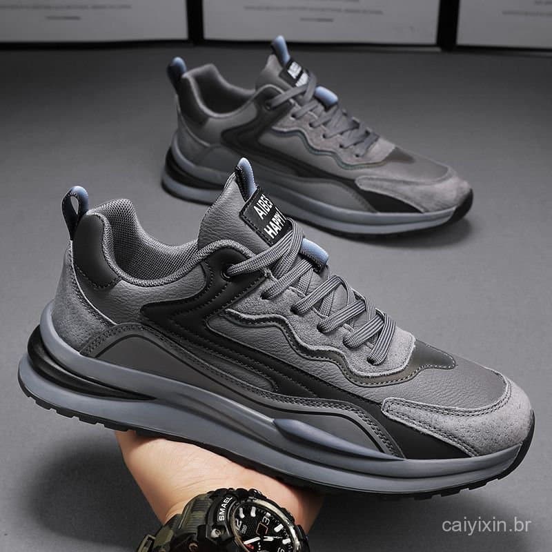 Sapato Esportivo Masculino Impermeável e Antiderrapante com Cadarços e Sola Grossa Durável, Casual Moderno ANZR