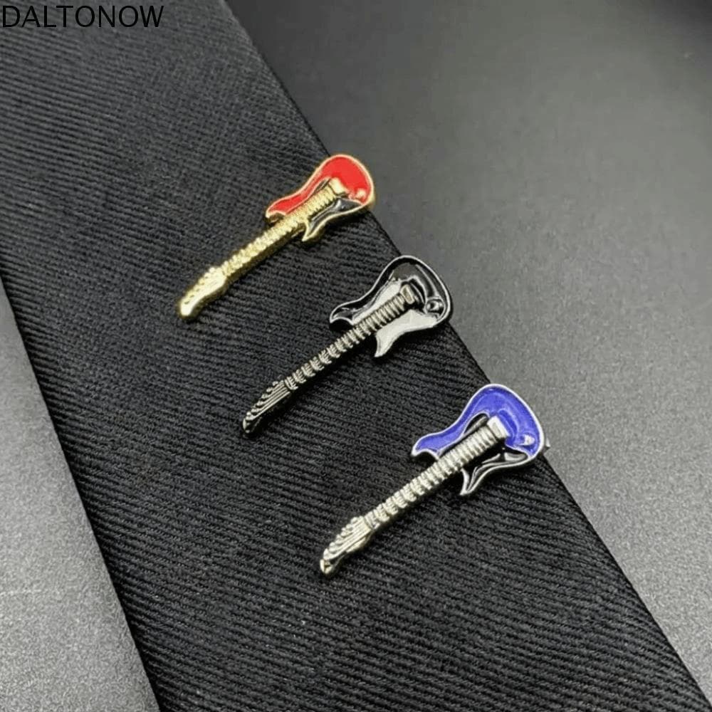 DALTONOW Music SeriesTie Pin , Clipe De Gravata De Guitarra De Aço Titânio Punk , Fivela Vintage Hip Hop De Instrumento