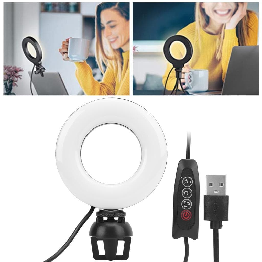lilystudio.br YT‑48 Luz de preenchimento LED redonda de 4 polegadas para reuniões on-line, transmissão ao vivo,