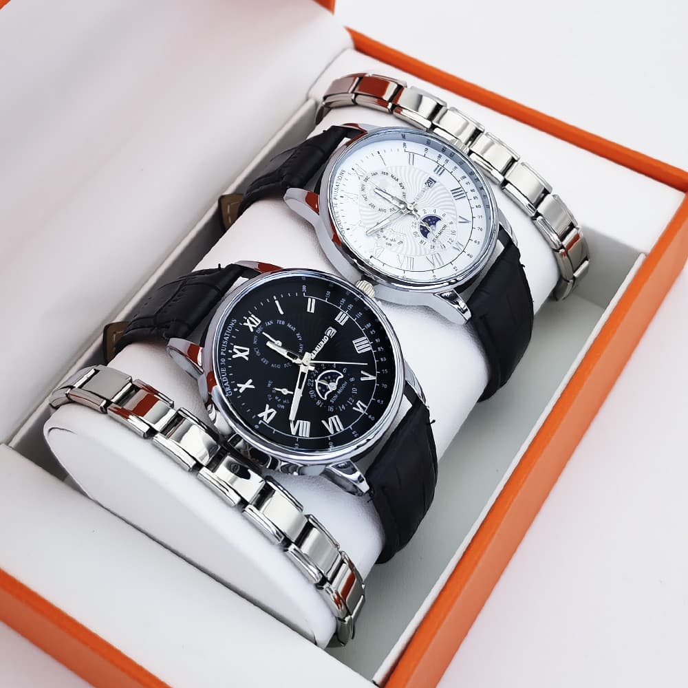 Casais simples relógio pulseira conjunto moda masculina relógio feminino jóias presente casais conjunto de relógio