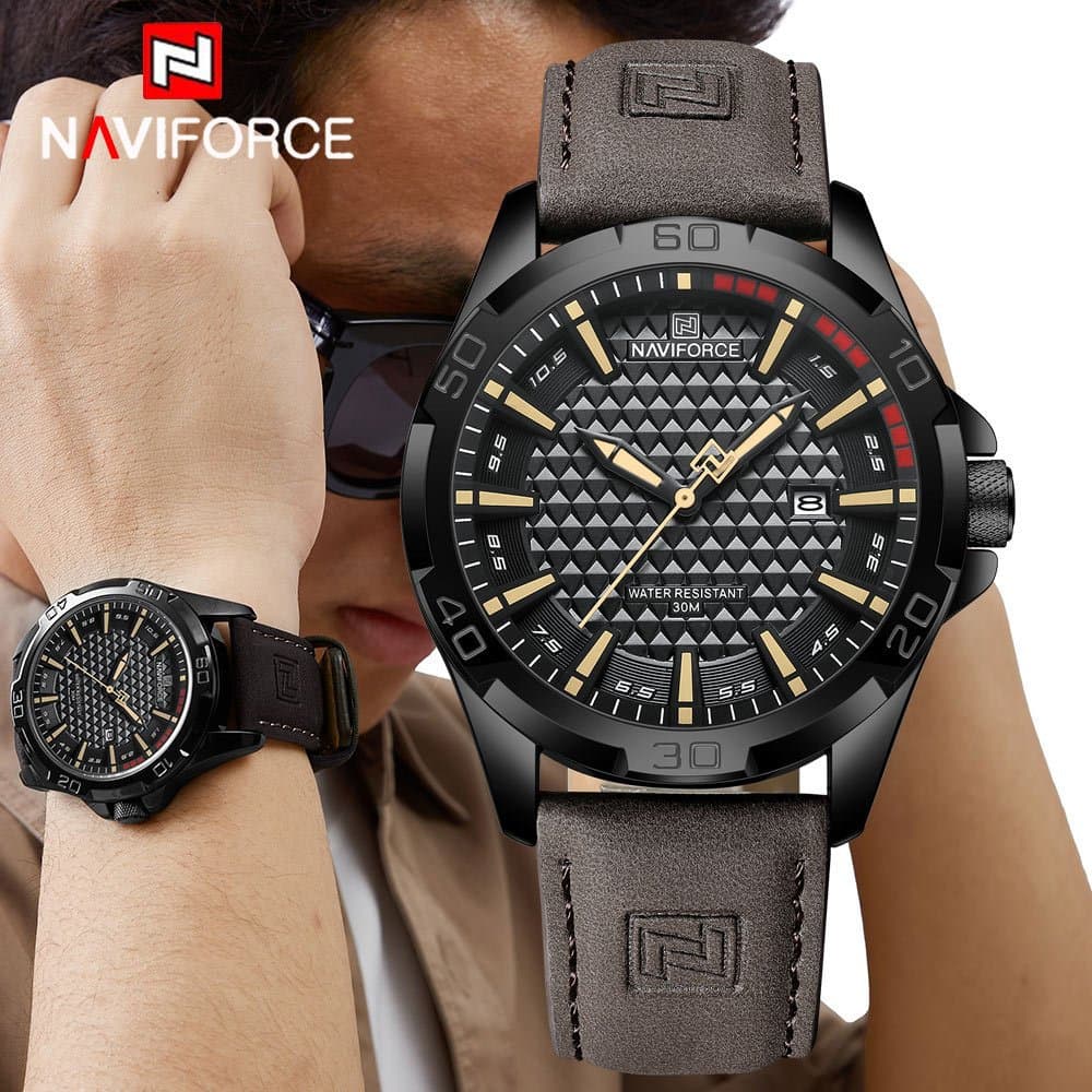 NAVIFORCE Relógio De Pulso Masculino Marca Superior Luxo À Prova Dwaterproof Água Azul Couro Genuíno Esporte Militar Qua