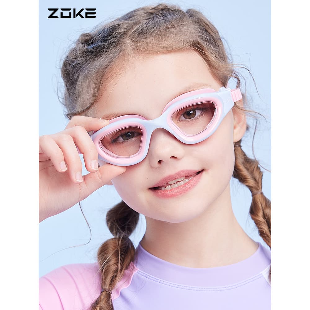 Zoke óculos de natação infantil HD, à prova d'água, antiembaçante, não estrangular os olhos, zke, meninas, treinamento d