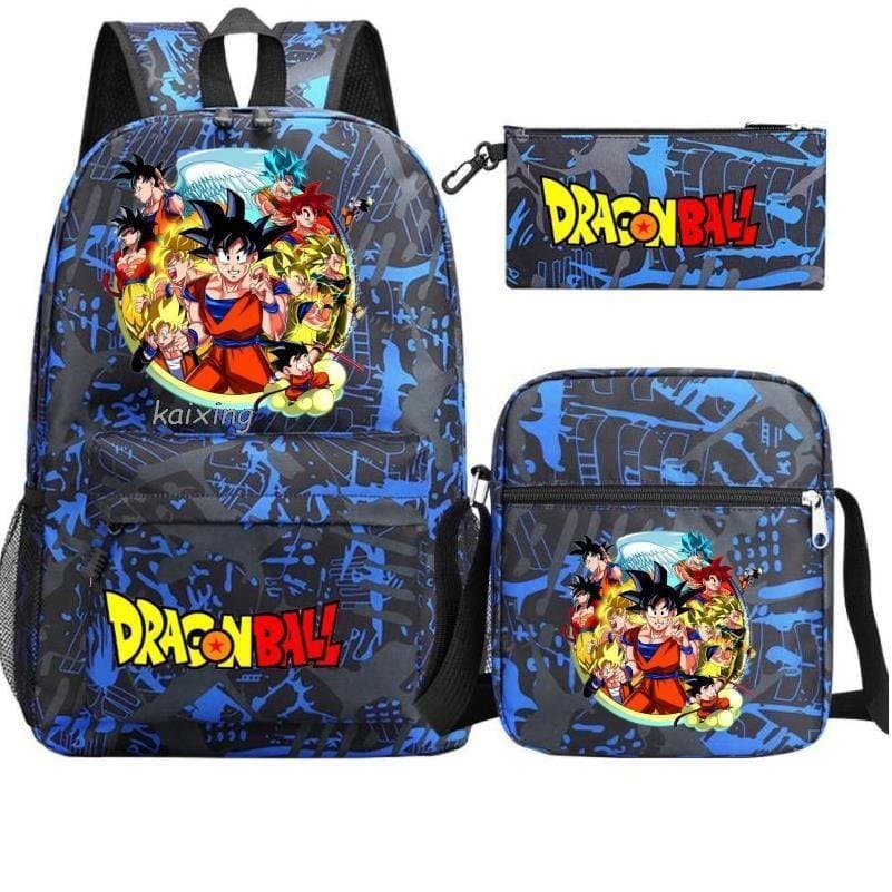 Mochila Dragon Ball para Jovens, Bolsa de Ombro para Estudantes, Mochila de Viagem e Escola, Conjunto de 3 Peças 0030
