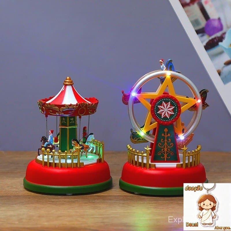 Natal Roda Gigante Música Luminosa Presentes De Ornamentos Decoração De Casa
