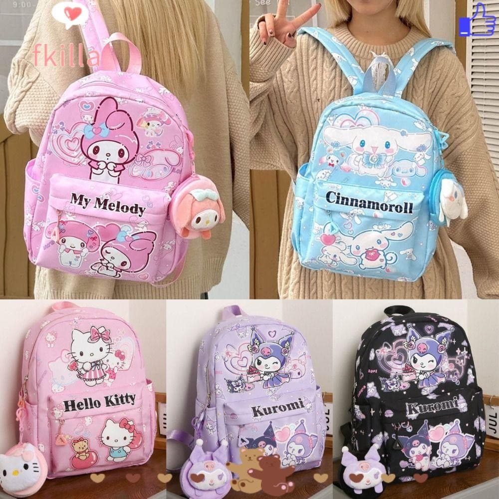 Mochila FKILLA Sanrio , Escolar Infantil Hello Kitty Cartoon , Com Bolsa De Moedas Cinnamoroll Bolsas Escolares De Grand