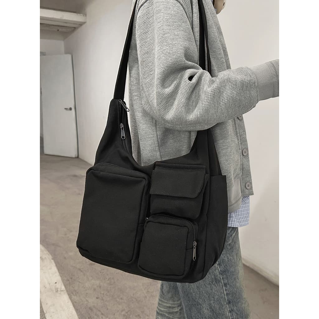 Street Wear grande capacidade saco do mensageiro japonês Casual Multi-bolso saco do mensageiro All-Match Commuter bolsa