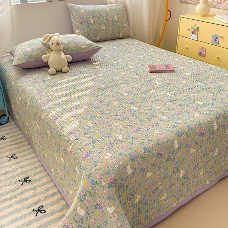 Conjunto de três peças de algodão lavado classe A capa de cama não todo lençol de algodão puro engrossado lençol acolcho