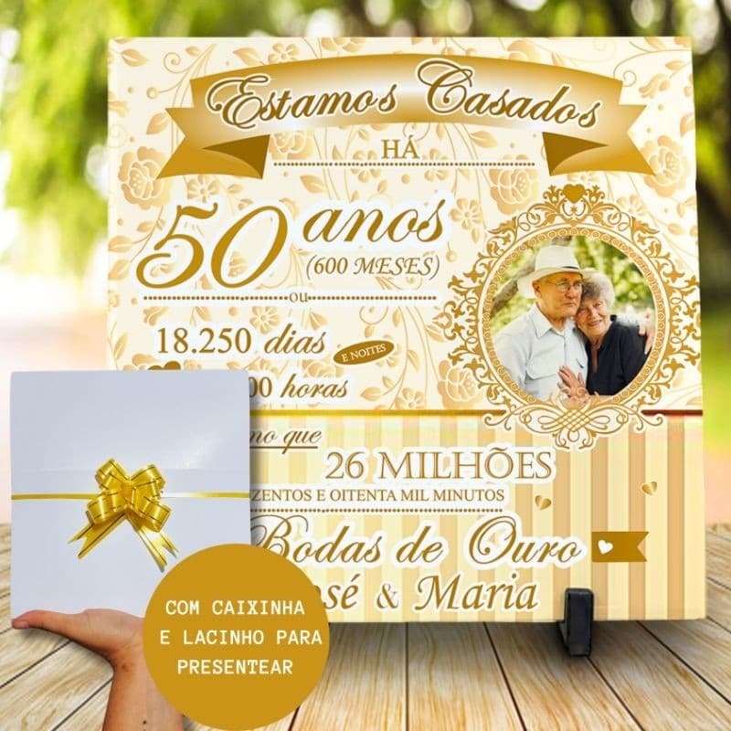 Azulejo Personalizado Bodas de Ouro-50 anos Casados-Com Foto