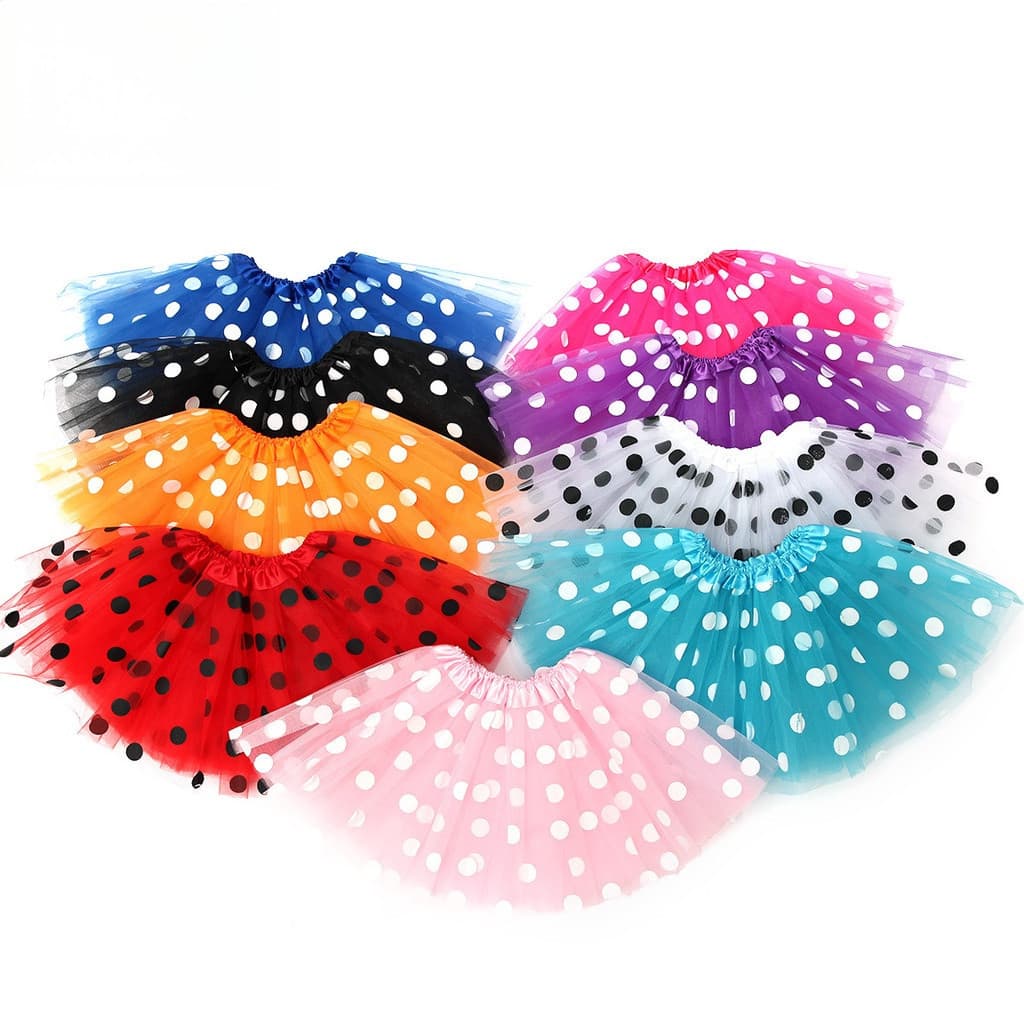 Saia Tutu para Meninas, 3 Camadas de Tule com Bolinhas, Moda para Festa de Bebê, Conjunto Tulipa WT2W B8LB