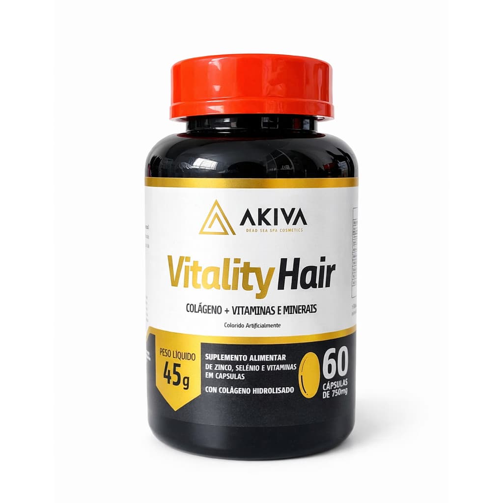 Suplemento VitalityHair Colágeno + Vitaminas e Minerais 500mg 60 Capsulas Solftgel