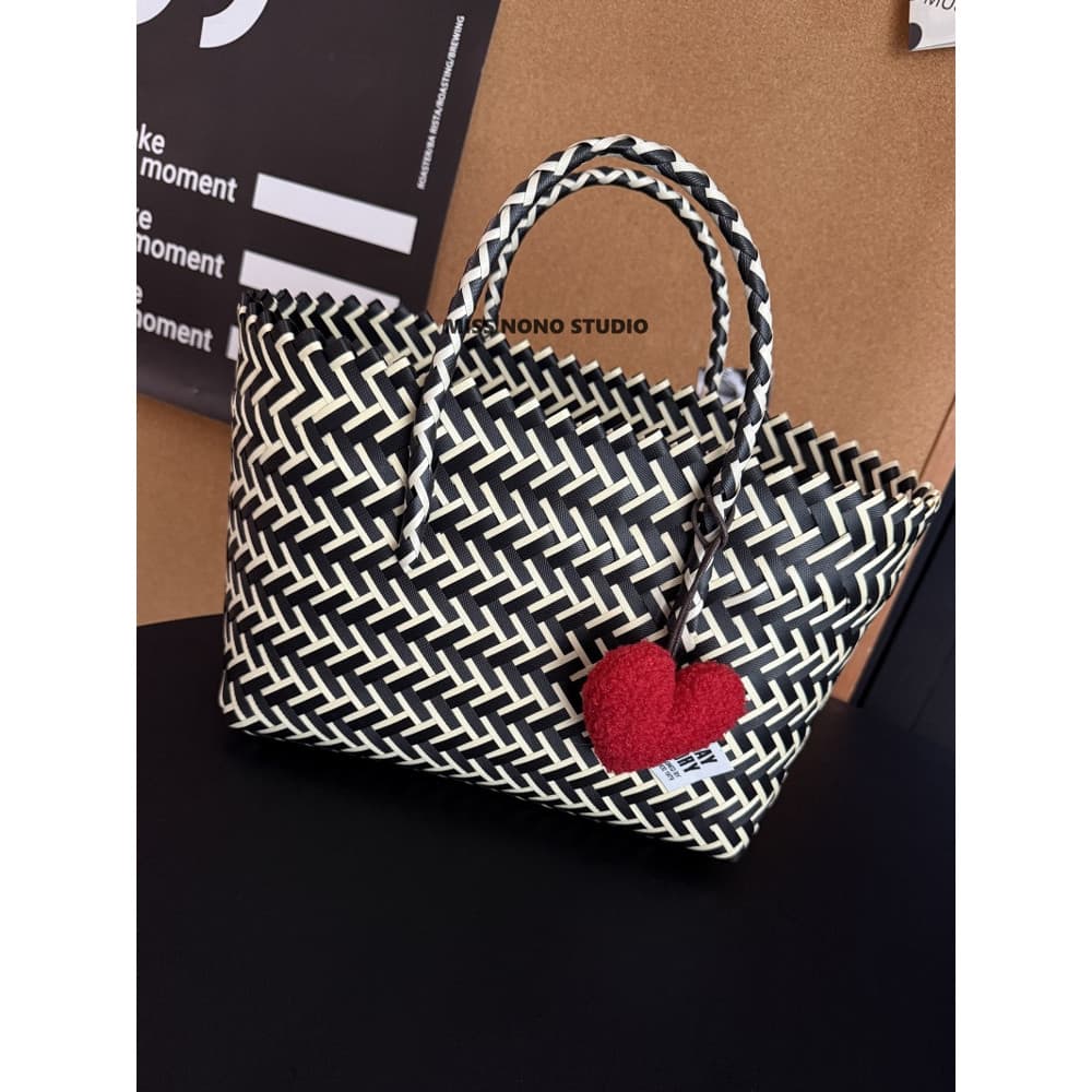 Nicho tecido saco Commuter feminino saco grande capacidade cesta de vegetais sacola de compras novo estilo bolsa de palh