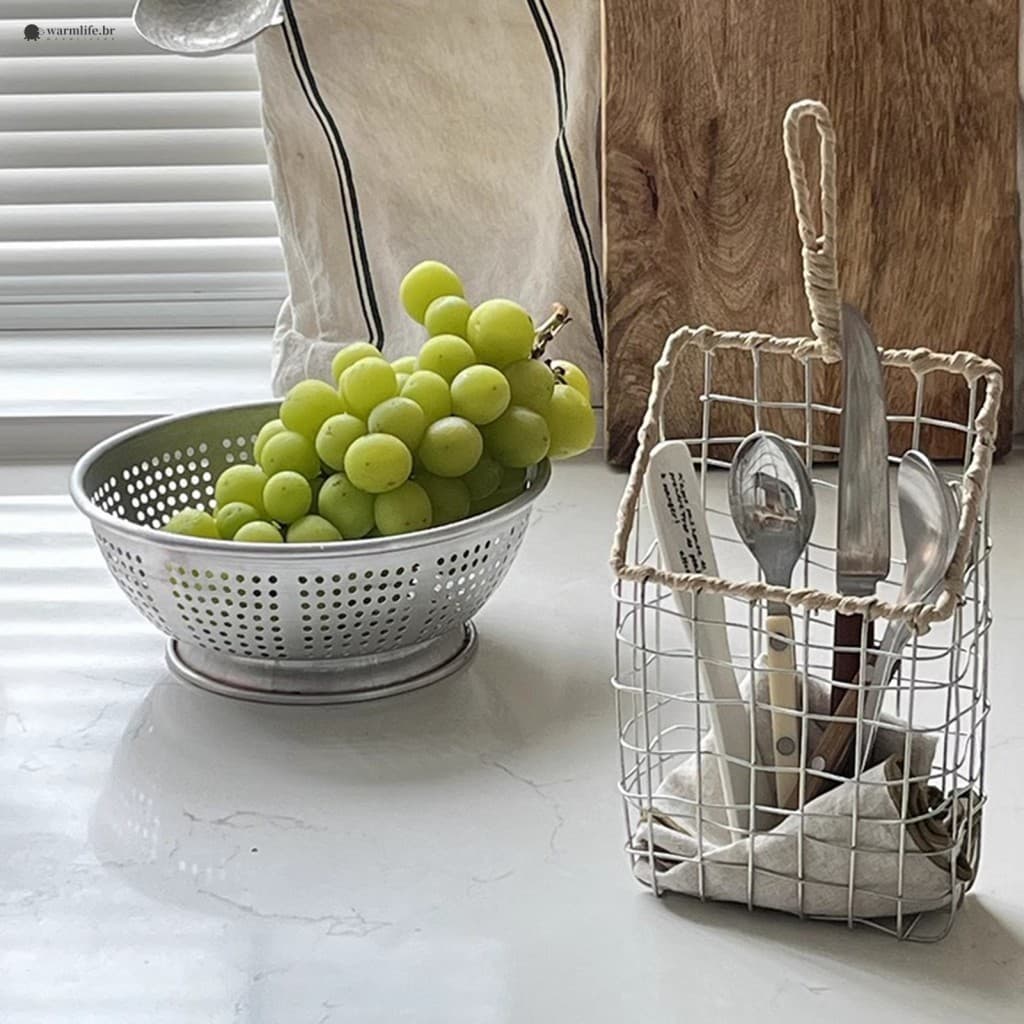 Cesta De Armazenamento De Ferro Estilo Nórdico-Revistas De Cozinha E Organizador De Livros
