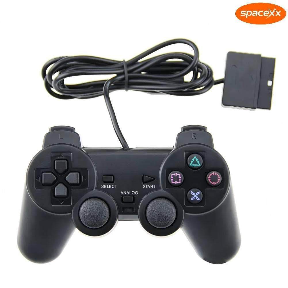 Controles PS2 Joystick Com Fio Ergonômico Plug And Play Cor Preto-Spacexx
