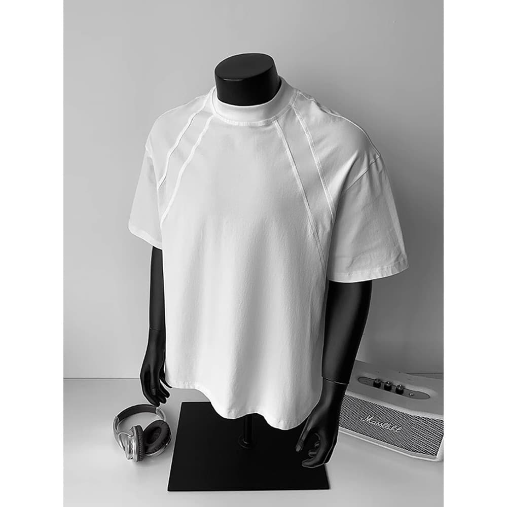 Desconstrução costura de secagem rápida de manga curta masculina verão Fitness esportes gelo seda camiseta boxy Design s
