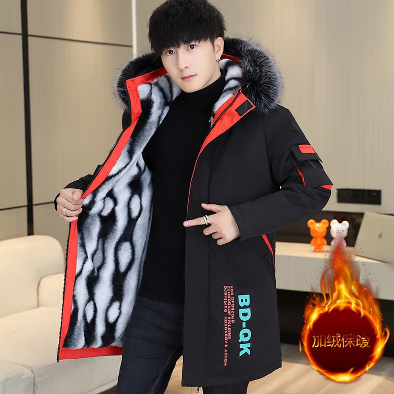 2025 jaqueta masculina acolchoada de algodão de inverno estilo de comprimento médio acolchoado de lã engrossado imitação