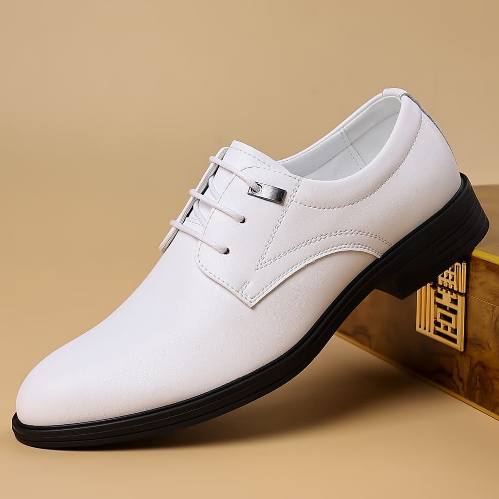 Sapatos de couro branco masculino 2026 novo estilo photo Studio foto noivo sapatos de casamento negócios Formal Wear est