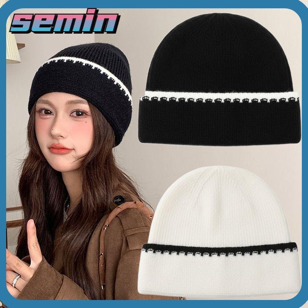 Gorro de Tricô Quente SEMIN, Simples e Versátil, Cobertura Total, Boné Moderno para Proteção das Orelhas DHGN