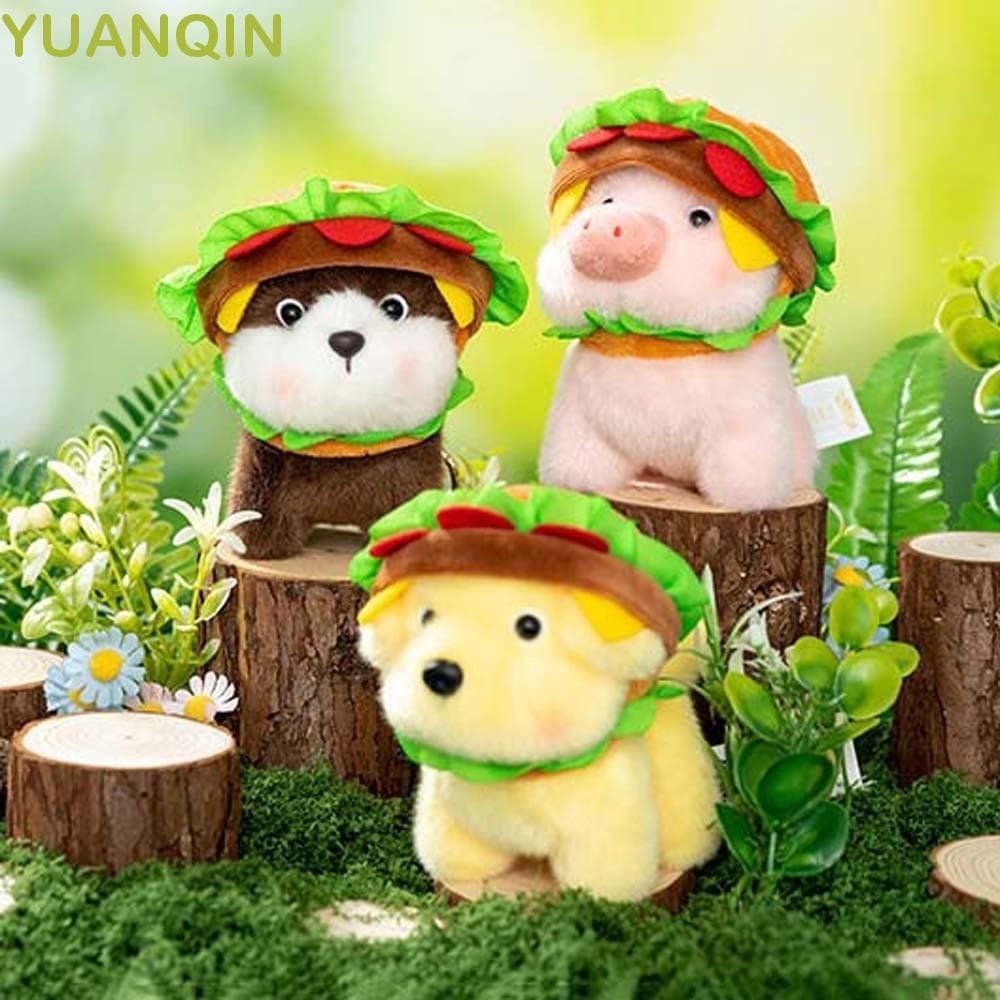 YUANQINZT Burger Animal Plushie , Tecido De Pelúcia Curto Ultramacio PP Algodão Kawaii Foodie Chaveiro