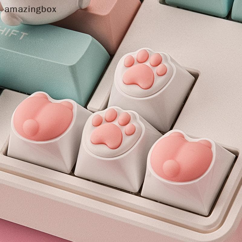 Bonito Gato Pata Keycaps Para Teclado Mecânico Cereja MX Interruptor DIY Personalizado Tampa Chave Silicone Macio Keycup
