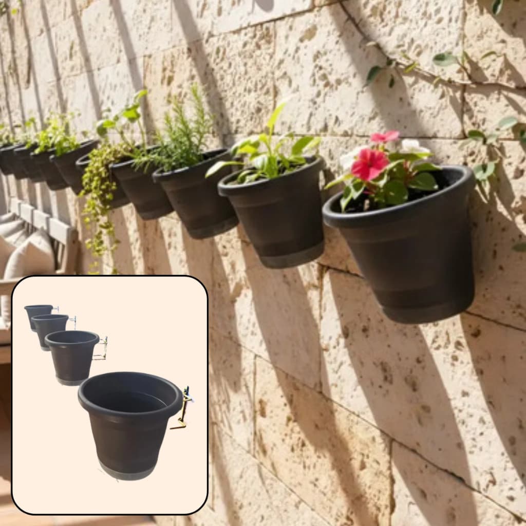 Kit Vaso vedado a mosquito Autoirrigavel + Suporte Fixação + Prato e Cordão -Organizar Jardim Vertical _MP20-SR-Cor