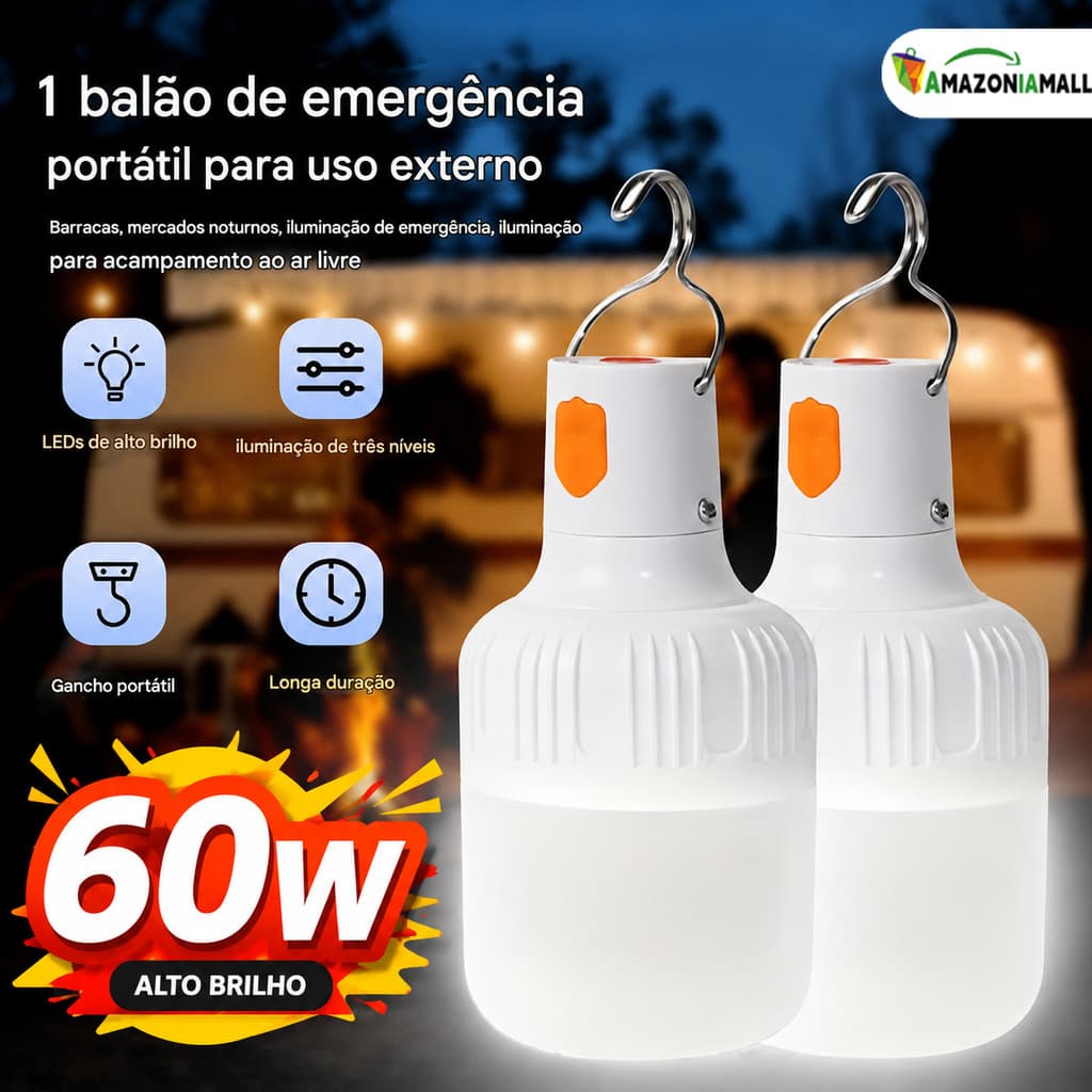 Lâmpada LED 60W Camping KIT4 KIT2 KIT1 Unidades USB Recarregáveis De Longo Prazo À Prova D'água Para Pesca De Emergência