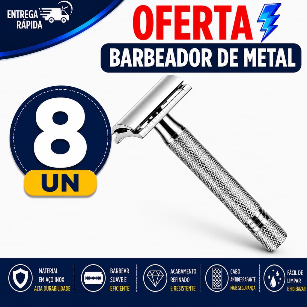 BARBEADOR MANUAL RETRÔ METÁLICO PARA BARBA APARELHO DE BARBEAR
