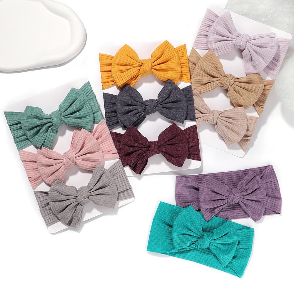 3 peças de tiaras para meninas, com laços de nylon macios, acessórios feitos à mão para recém-nascidos, cor C5KJ.