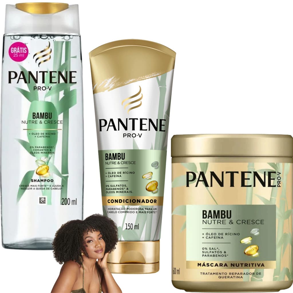 Kit Pantene Bambu Máscara Nutritiva Óleo de Rícino Pro-V