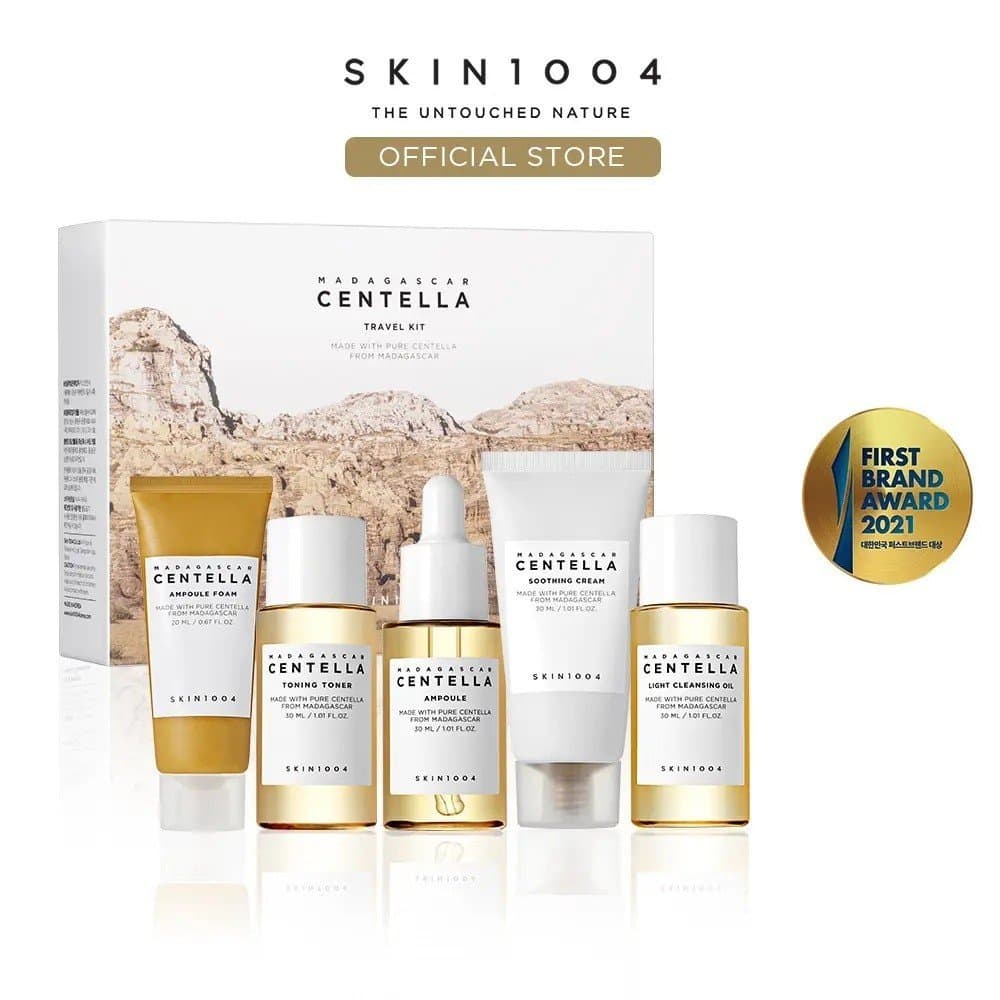 [1004OfficialShop]Kit de Viagem Madagascar Centella - Kit de Cuidados Suaves e Hidratantes para Pele Profunda