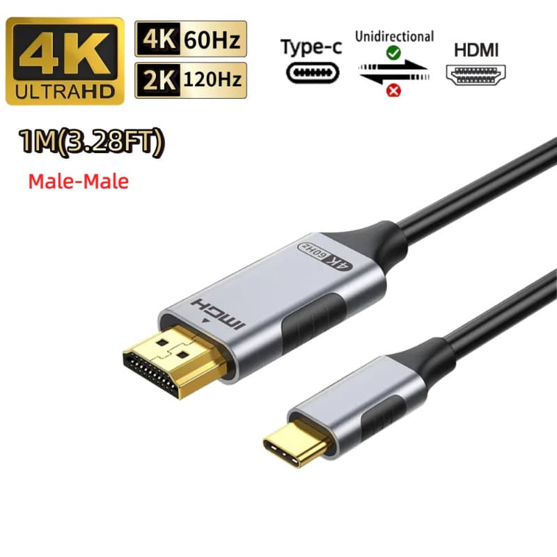Cabo USB Tipo C para HDMI 4K 60Hz Compatível com Conversor de TV, MacBook e iPad