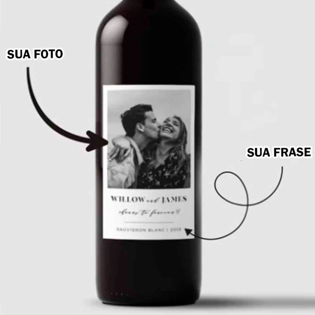 Adesivo para garrafa de vinho Personalizada com nome marca logotipo empresa foto arte frase personalizada