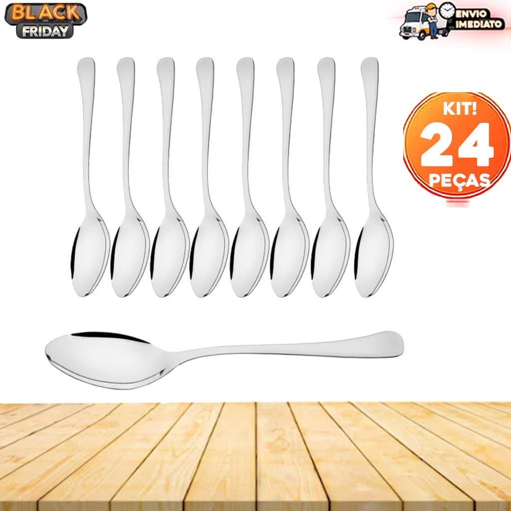 Kit 24 Colher de Chá 100% Inox | Resistente 13CM | Para Café, Chá, Chocolate Quente | Qualidade Premium