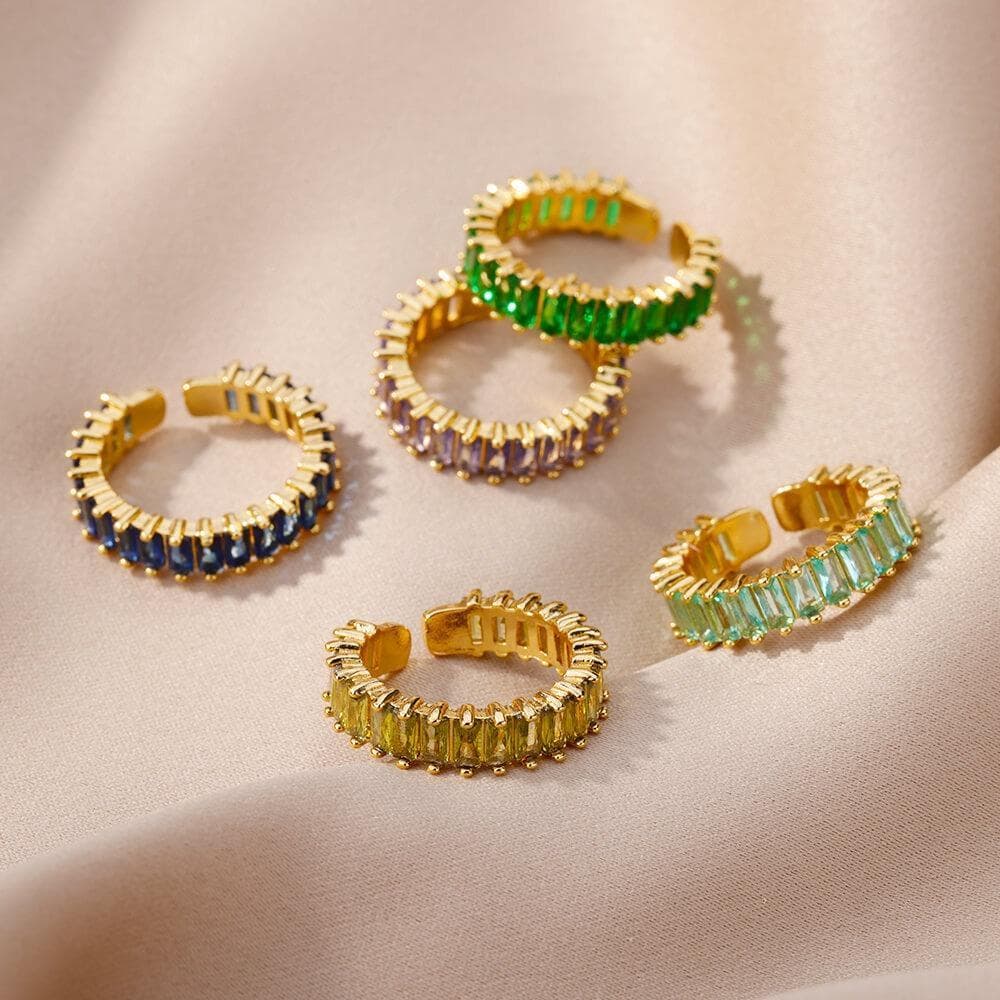 Anel De Dedo Feminino SUNDANCE , Anéis De Zircônia Coloridos Com Design Geométrico Ajustável , Vintage Francês À Prova D