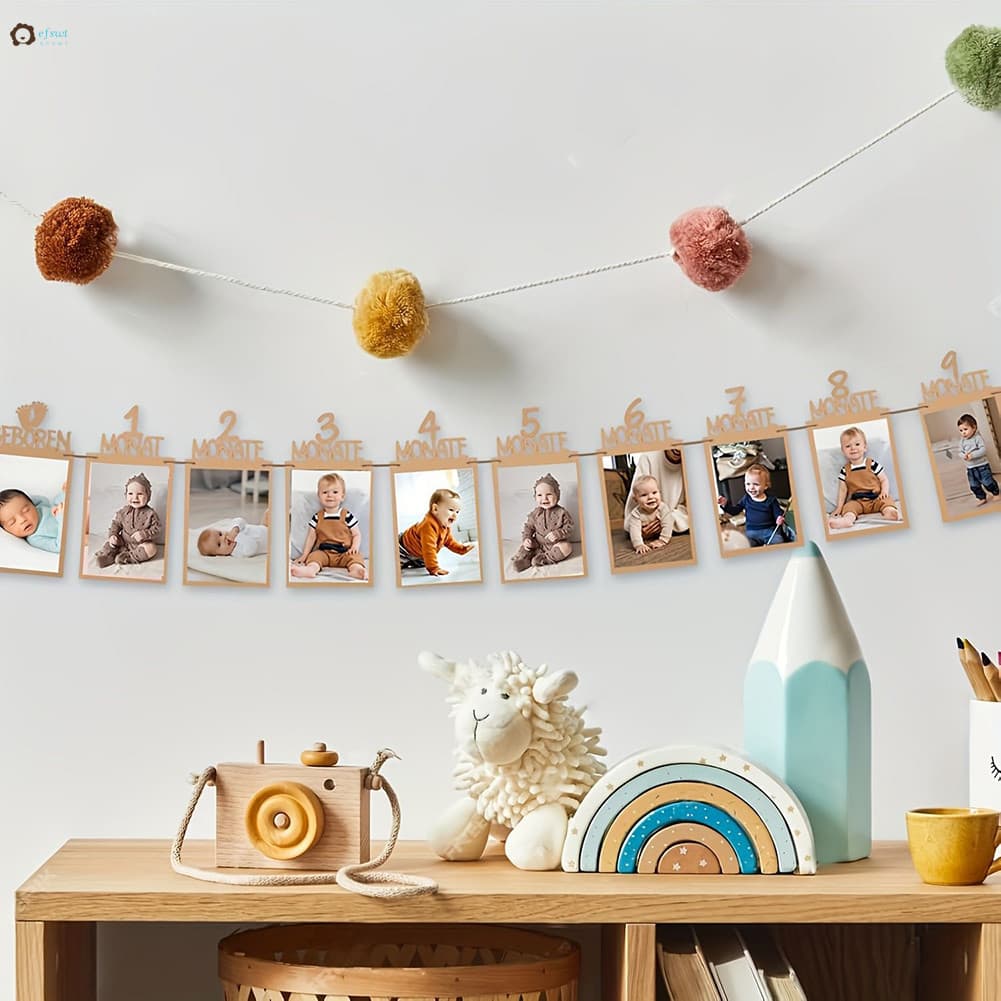 Foto Banners Aniversário Para 1 A 12 Meses Bebê Fotografia Pano De Fundo Diy Kit